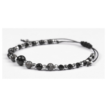 Bransoletka czarny TURMALIN LABRADORYT HEMATYT ochrona inspiracja